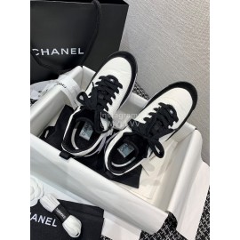 Chanel Down Cotton Lace Up Sneakers For Men And Women White