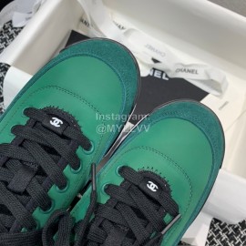 Chanel Down Cotton Lace Up Sneakers For Men And Women Green