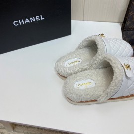 Chanel Winter Wool Slippers For Women White