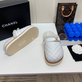 Chanel Winter Wool Slippers For Women White