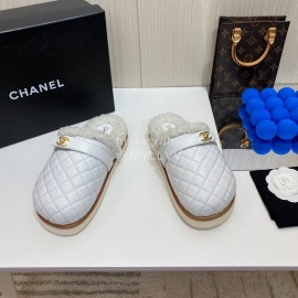 Chanel Winter Wool Slippers For Women White