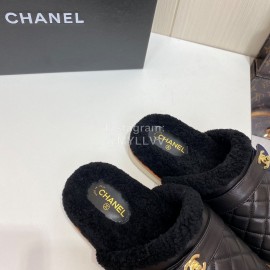 Chanel Winter Wool Slippers For Women Black