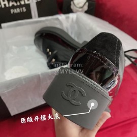 Chanel Calfskin Lace Up Thick Soled Shoes For Women Black