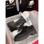 Chanel Calfskin Lace Up Thick Soled Shoes For Women