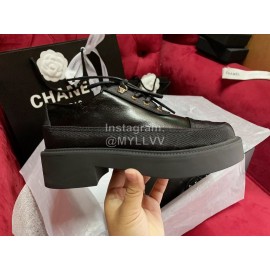 Chanel Calfskin Lace Up Thick Soled Shoes For Women