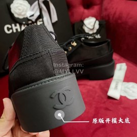 Chanel Calfskin Lace Up Thick Soled Shoes For Women