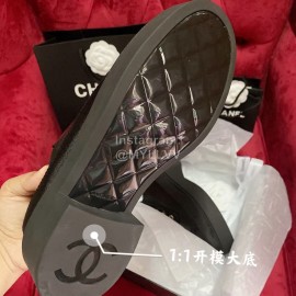 Chanel Calfskin Lace Up Thick Soled Shoes For Women