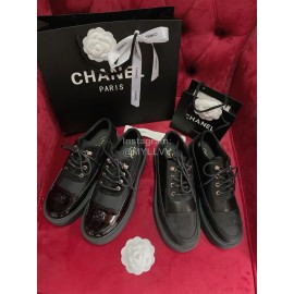 Chanel Calfskin Lace Up Thick Soled Shoes For Women