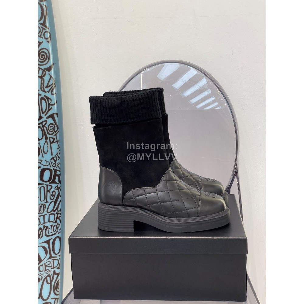 Chanel Winter Leather Wool Thick Soled Boots For Women 
