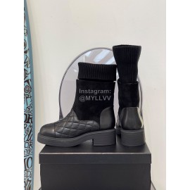 Chanel Winter Leather Wool Thick Soled Boots For Women 