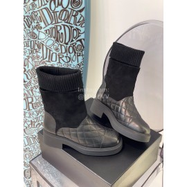 Chanel Winter Leather Wool Thick Soled Boots For Women 