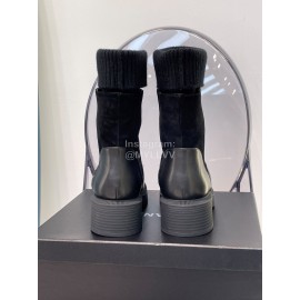 Chanel Winter Leather Wool Thick Soled Boots For Women 