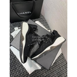 Chanel Mesh Lace Up Sneakers For Men And Women Black