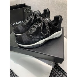 Chanel Mesh Lace Up Sneakers For Men And Women Black