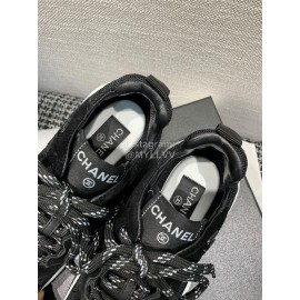 Chanel Mesh Lace Up Sneakers For Men And Women Black