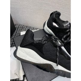 Chanel Mesh Lace Up Sneakers For Men And Women Black