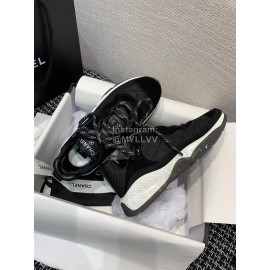 Chanel Mesh Lace Up Sneakers For Men And Women Black