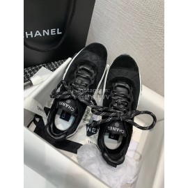 Chanel Mesh Lace Up Sneakers For Men And Women Black