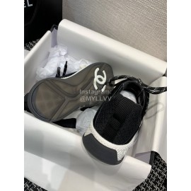 Chanel Mesh Lace Up Sneakers For Men And Women Black