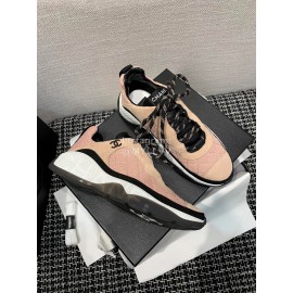 Chanel Mesh Lace Up Sneakers For Men And Women Pink