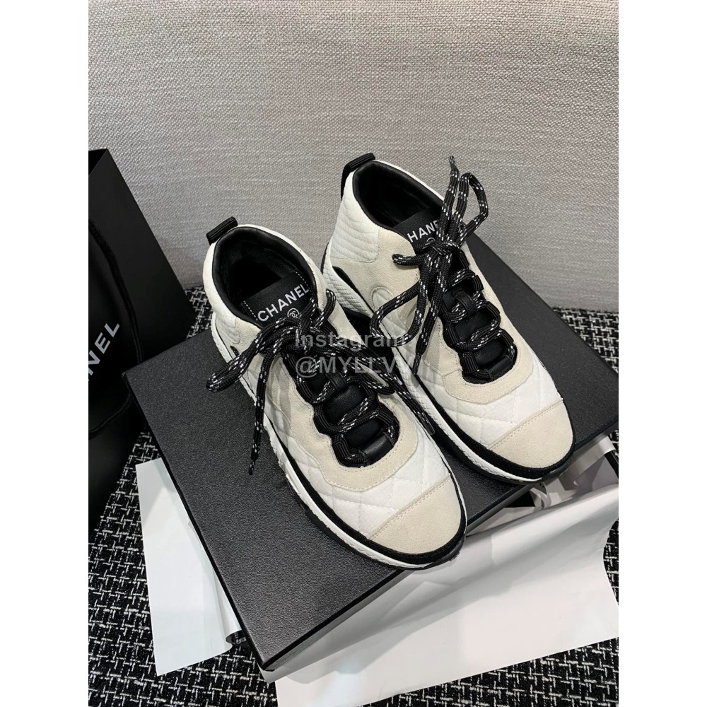 Chanel Mesh Lace Up Sneakers For Men And Women White