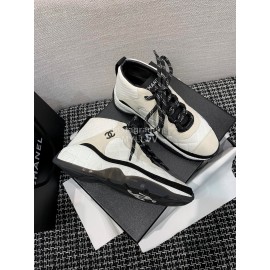 Chanel Mesh Lace Up Sneakers For Men And Women White