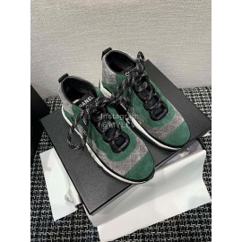 Chanel Mesh Lace Up Sneakers For Men And Women Gre..