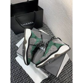 Chanel Mesh Lace Up Sneakers For Men And Women Green