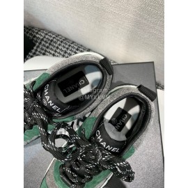 Chanel Mesh Lace Up Sneakers For Men And Women Green