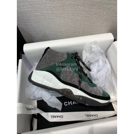 Chanel Mesh Lace Up Sneakers For Men And Women Green