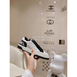 Chanel Autumn Winter New Lace Up Casual Sneakers For Women White