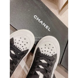 Chanel Autumn Winter New Lace Up Casual Sneakers For Women White