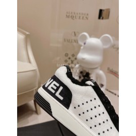 Chanel Autumn Winter New Lace Up Casual Sneakers For Women White