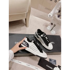 Chanel Autumn Winter New Lace Up Casual Sneakers For Women White