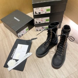 Chanel Autumn Winter New Cowhide High Heeled Martin Boots Black