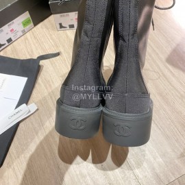 Chanel Autumn Winter New Cowhide High Heeled Martin Boots Black