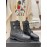 Chanel Autumn Winter Fashion Cowhide Lace Up Martin Boots Black