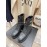 Chanel Autumn Winter Fashion Cowhide Lace Up Martin Boots Black