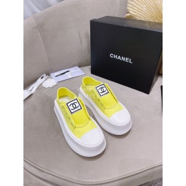 Chanel Casual Thick Soled Canvas Shoes For Women Yellow