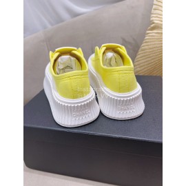 Chanel Casual Thick Soled Canvas Shoes For Women Yellow