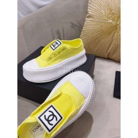 Chanel Casual Thick Soled Canvas Shoes For Women Yellow