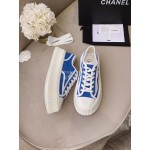 Chanel Casual Thick Soled Canvas Shoes For Women Blue