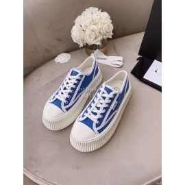 Chanel Casual Thick Soled Canvas Shoes For Women Blue
