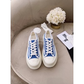 Chanel Casual Thick Soled Canvas Shoes For Women Blue