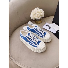 Chanel Casual Thick Soled Canvas Shoes For Women Blue