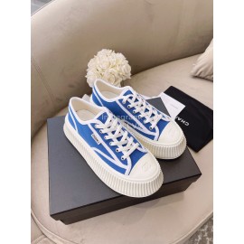 Chanel Casual Thick Soled Canvas Shoes For Women Blue