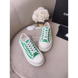 Chanel Casual Thick Soled Canvas Shoes For Women Green