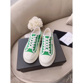 Chanel Casual Thick Soled Canvas Shoes For Women Green