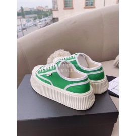 Chanel Casual Thick Soled Canvas Shoes For Women Green