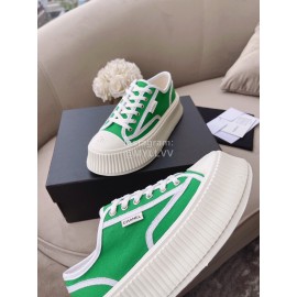 Chanel Casual Thick Soled Canvas Shoes For Women Green